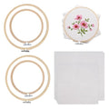 4 PCS Embroidery Fabric with Frame 2 Sizes, 4 Bamboo Embroidery Hoops and 4 Pre-Cut White Cotton Fabric Squares, Cross Stitch Hoops and Frames, for Art Craft Sewing