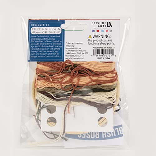 Leisure Arts Embroidery Kit 4" English Roses - cross stitch kits for beginners - embroidery kit for beginners - embroidery kits for adults - embroidery kits for adults