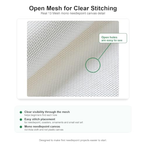 13 Mesh Needlepoint Canvas Starter Set, 2 Pack, 20 x 18 Inch