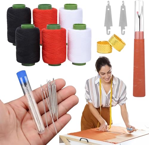 37Pcs Stainless Steel Sewing Needles for Big Eye Steel Sewing Needles Kit with Sewing Kit for Adults - Steel Needles for Hand Sewing Kit with Thread Kit, Threader and Needle Repair Kit