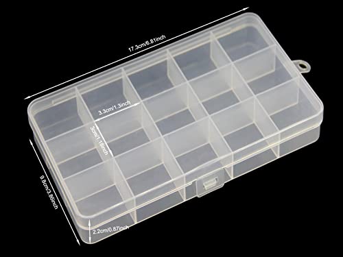 8Pack 15-Grid Clear Fixed Dividers Storage Boxes for Beads - size: 8pcs 15 Grids Box