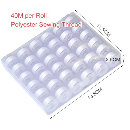36Pcs Bobbins and Sewing Threads with Plastic Bobbin Case for Multiple Sewing Machine, Pre-Wound Bobbins Set (White) - color: white