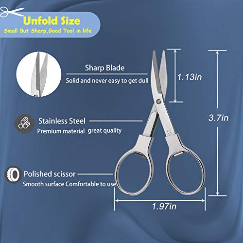 Friker Folding Scissors,Portable Telescopic Cutter Pocket Badge Scissors - color: Silver