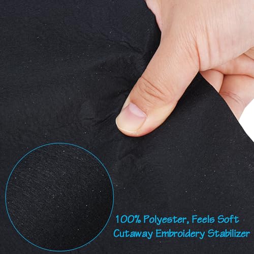 Fusible Cut Away Stabilizer Black Color - Weight 2.8 OZ 12" x 10 Yards/Roll - color: Black, size: Fusible 12"x10Y Roll