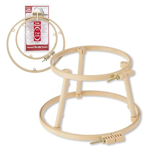 Morgan Embroidery Hoop Lap Stand | 7" & 9" No-Slip Portable Embroidery Hoop Holder | Lightweight Circle Design for Sewing Crafters, Punch Needle, Cross Stitch, Needlepoint, Arts & Craft | Made in USA - size: 7-9 Inches