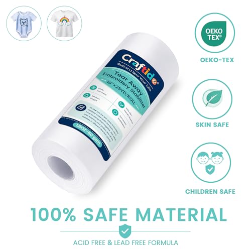 Craftido Tear Away Embroidery Stabilizer 10" x 25 Yd/Roll - size: 10" x 25 Yd/roll