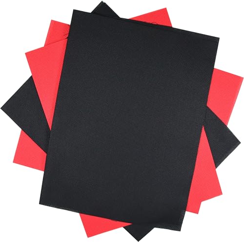 KCS 4/6 pc of 12" x 18" 30cmx45cm 16CT Counted Cotton Aida Cloth Cross Stitch Fabric (Red+Black, 4 pc) - color: Red+black, size: 4 pc