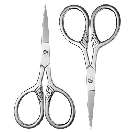 Stainless Steel Small Scissors with Textured Handle - All Purpose for Arts, Crafts, Sewing, Office & Kitchen, Sharp & Durable Cutting Tools -2Pcs - size: 2 Pieces Small Scissors