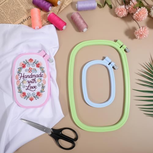 3 Pack 3 Size ABS Plastic Cross Stitch Hoop, Square Embroidery Hoops, Cross Stitch Hoops Embroidery Frames for Sewing, Needlework, Cross Stitch, Embroidery Projects (3 Color)