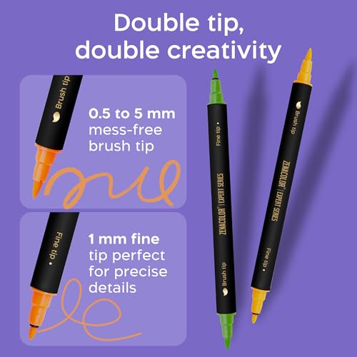 Zenacolor - 26 Fabric Markers Permanent for Clothes - Dual Tip