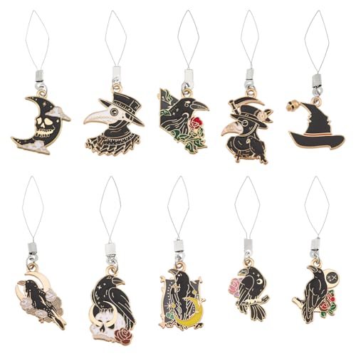 MAYJOYDIY 10Pcs Crow Embroidery Needle Threader Tool Enamel Death Raven Pendant Iron Sewing Machine Needle Threader Hand Machine Sewing Tool for DIY Art Cross Stitch Craft Knitting Quilting - color: Raven