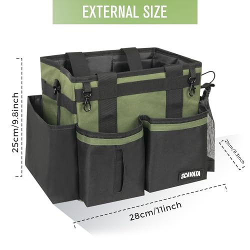 SCAVATA Compact Wearable Cleaning Caddy with Handle & Shoulder Straps - color: Armygreen