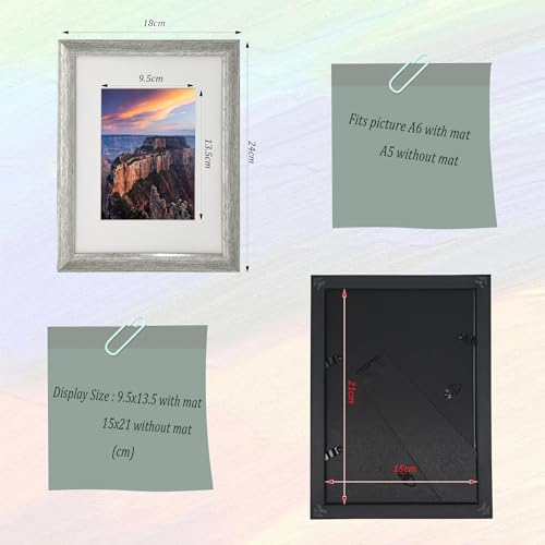 A5 Gallery Picture frames with A6 mat,Freestanding and Wall Mountable Photo Frame,Silver - color: Silver, size: 6x8