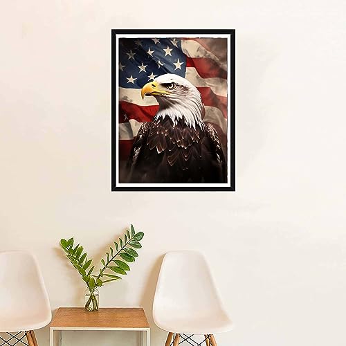 SKRYUIE 5D Eagle Diamond Painting Kits - DIY Diamond Art Kits for Adults American Flag, Full Round Drill - Crystal Cross Stitch - Adults Craft for Wall & Office Decor - 12x16 inch - color: Colorful-1