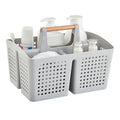 Portable Shower Caddy Basket with 3 Compartments and Handle, Light Gray - color: Light Gray