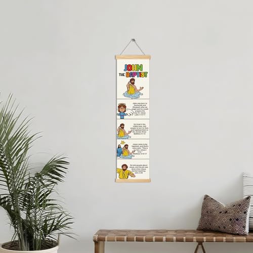 John the Baptist Banner, Church Banner, Christian Rustic Hanging Door Flag, Farmhouse Decorations Outdoor Indoor, Church Activity Decor, Bible Lesson, Scripture and Words Decorations - color: Yellow