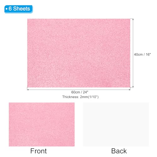 PATIKIL 2mm(1/10") Thick Adhesive Glitter Foam Sheet 16x24inch(40x60cm) Pink, EVA Shiny Foam Board for Craft, 6 Pcs - color: Pink