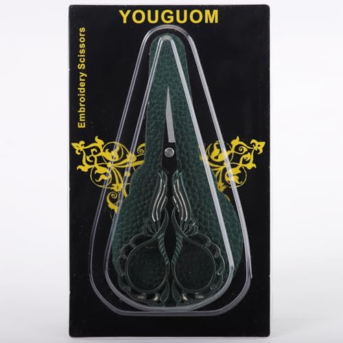 YOUGUOM Mini Crochet Scissors with Cover, Small Sewing Shears - color: Golden Green
