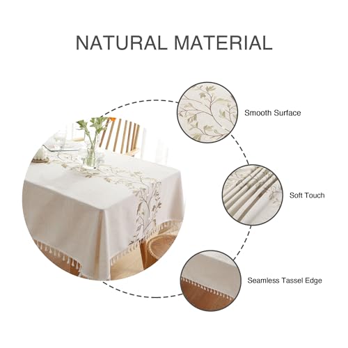 Oubonun Tablecloths for Rectangle Tables - color: Beige, Coffee Leaf, size: 120" x 55" (Rectangular)