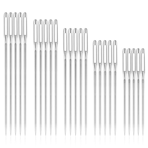 RITDVNI 50 Pcs Sewing Needles Large Eye Hand Sewing, 5 Sizes Embroidery Needles, Hand Sewing Needles, Stainless Steel Yarn Needle, Self Threading Needles for Hand Sewing