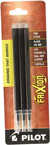 Pilot Gel Ink Refills for FriXion Erasable Gel Ink Pen, Fine Point, Black Ink, 7 Pack (21 Refills Total) - size: 3 Count (Pack of 7)
