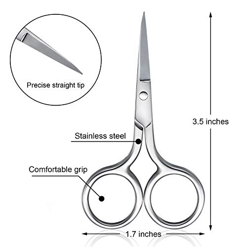 Mudder 5 Pcs Small Facial Hair Scissors Straight Tip Grooming,Silver - color: Silver