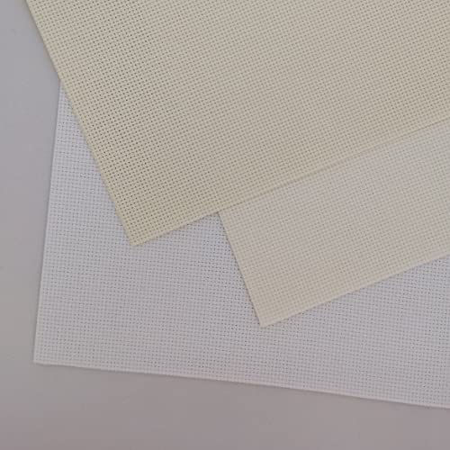 KCS 3 pc of 12" x 18" 14CT Counted Cotton Aida Cloth Cross Stitch Fabric (White+Natural Antique White+Cream) - color: White+natural Antique White+cream