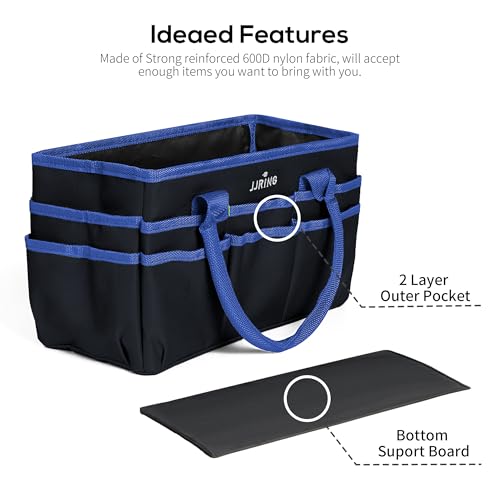 JJRING 600D Nylon Craft & Art Organizer Tote Bag With Pockets, Blue - color: Blue, size: Small