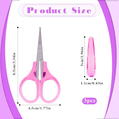 2Pcs Small Scissors - All Purpose Craft Scissors with Protective Cover, Precision Straight Fine Tips for Paper Cutting, Scrapbooking - color: Pink,blue