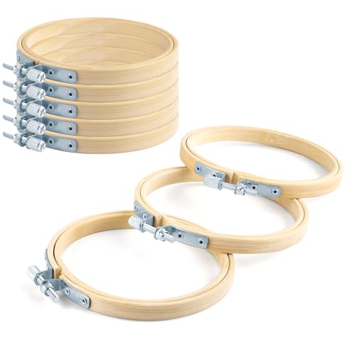 TINDTOP 8 Pieces Embroidery Hoops, Bamboo Frame Circle Cross Stitch Hoop Ring Embroidery Hoops Set for Embroidery and Cross Stitch (4IN / 10cm) - color: 4IN / 10cm