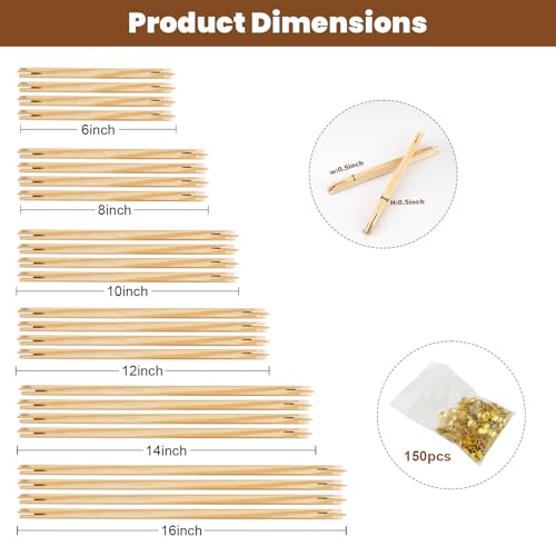 24-Piece Wooden Needlepoint Stretcher Bar Kit with 150 Tacks, 6 Sizes