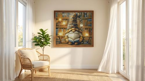 Book Gnome Cross Stitch Kits, Book Gnome Cross Stitch Patterns,Dimensions Cross Stitch Kits Embroidery Kit Arts and Crafts for Beginners 13.7x13.7 inch - color: T024