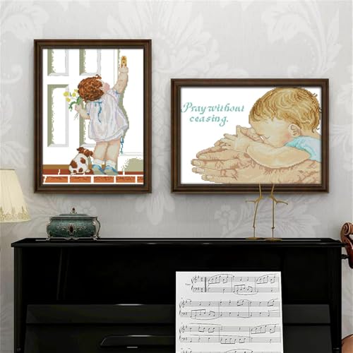 JOYSEWING Father's Love, Baby Stamped Kits Cross Stitch Kits Fatherly Love Embroidery 11CT Needlepoint Kits Counted Patterns Embroidery DIY Gift Home Decoration -Care(Printed) 15.7×13 inch - color: Care