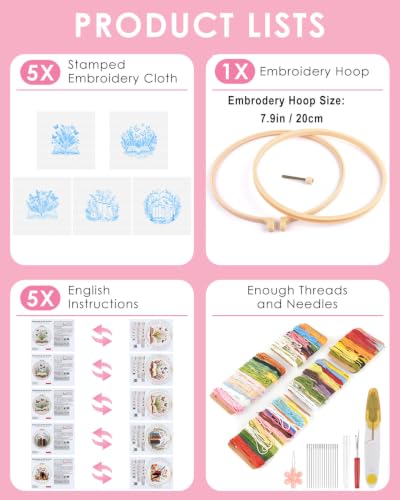 TINDTOP Embroidery Kit for Adult, Embroidery DIY Starter Kit - color: Book