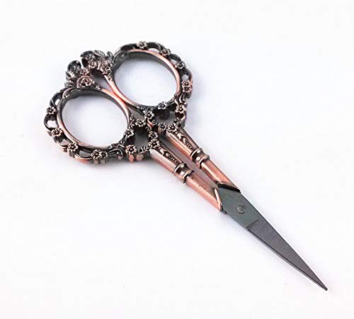"1PCS Vintage Style Plum Blossom Needlework Scissors Sewing Embroidery Scissors Sewing Handicrafts Tool Sharp Detail Shears, Copper"