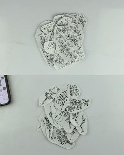 88 Pcs Water Soluble Hand Sewing Stabilizers，Embroidery Stick and Stitch Embroidery Paper Wash Away，for Embroidery Stabilizers Flower Patterns，for Hand Sewing Lover Beginners（Plants Flowers) - color: Grass/Grass*2