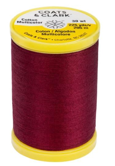 Coats & Clark Cotton All Purpose Sewing Thread 100% Mercerized Cotton 225 Yards Each Spool S970 2 Pack Bundle with 3 Bella's Crafts Needle Threaders (Barberry Red) - color: Barberry Red