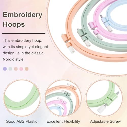 PATIKIL 2 Pieces 3.1" x 3.9" Oval Embroidery Hoops, Adjustable Cross Stitch Hoops Ring ABS Plastic Embroidery Frame Punch Needle Hoop for Sewing, Needlework, DIY Craft, Green - color: Green, size: 3.1" x 3.9"