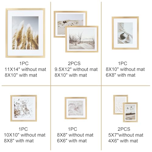 ArtbyHannah Gallery Wall Frame Set, 8 Pack Gold Picture Frames, Large - color: Gold, size: Large