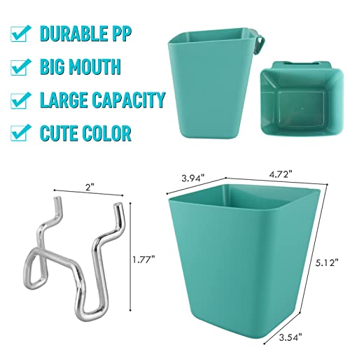 Large Pegboard Cups, 6Pack Peg Board Square Storage Bins With Hooks (Green) - color: Green