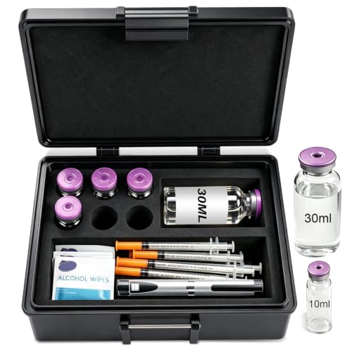 10/30 ml Peptide Case for Fridge, Peptide Travel Holder Case Storage - color: Black - 6x10ml+1x30ml
