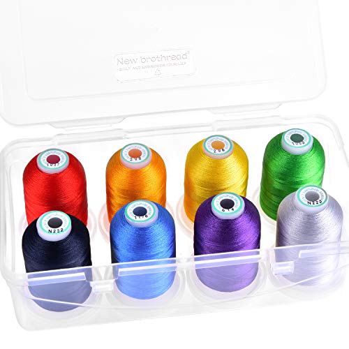 New brothread 8 Spools Embroidery Machine Thread with Box -Over Rainbow - color: Over Rainbow
