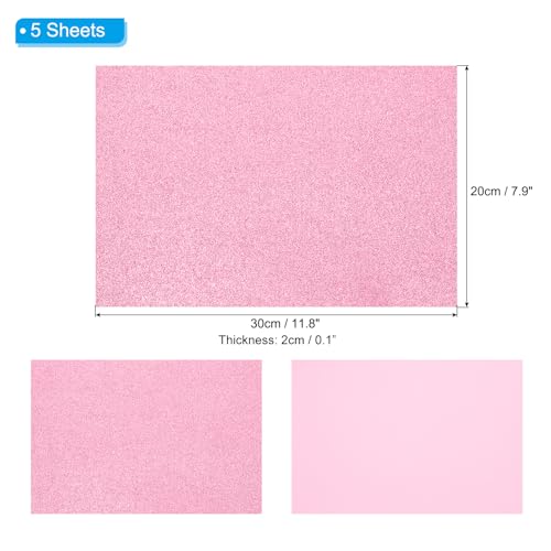 PATIKIL Pink Shiny EVA Glitter Foam Sheet 11.8 x 7.9 Inch 2mm Thick Sparkle EVA Glitter Felt for Crafts DIY Project, 5 Pcs - color: Pink