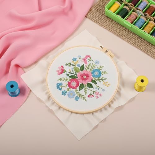16 PCS Embroidery Fabric Cloth Pre-Cut Hand Embroidery Fabric Squares 4 Different Sizes 5.9 to 11.8inch Natural Cotton Fabrics for Garment Craft