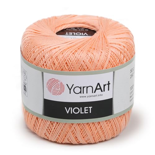 Yarn Art 1 Skein YarnArt Violet,100 Mercerized Cotton Yarn Threads Crochet Lace Hand Knitting Yarn Embroidery Arts Crafts (Pinkish Orange 6322) - color: 6322