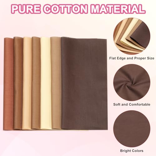 PATIKIL Cotton Fabric Bundles, 14 Pcs 4 x 4 Inch Fat Quarter Solid Color Precut Fabric Squares for Sewing Patchwork Quilting DIY Crafts, Brown - color: Brown, size: 4 x 4 Inch