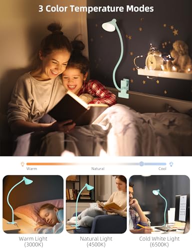 Clip on Light USB Reading Light, Eye Care Dimmable Reading Lamp Teal - color: Teal