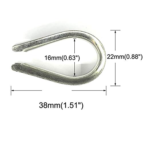 22 PCS M6 Stainless Steel Thimbles for 1/4 Inches Diameter Wire Rope - size: M6 Thimble - 22PCS