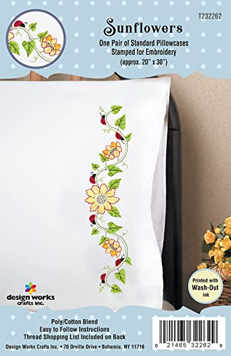 Sunflowers Stamped for Embroidery Pillowcases - Set of 2