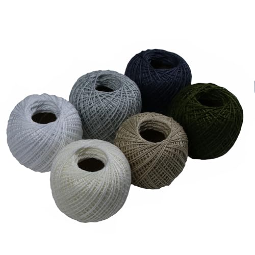 KCS Mercerized Pearl Cotton Thread Size 8 Crochet Needlework Embroidery Threads Ball (6, 12) - color: 12